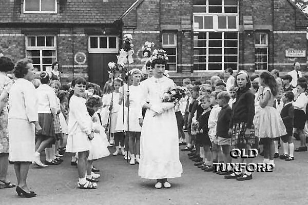 Susan Birkett in the school playground - 1966