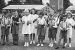 Children playing music on the sports field