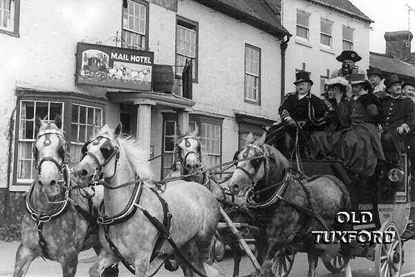 Stagecoach outside the Mail Hotel in the 1970s