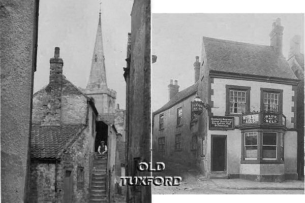 Jack Mitchell on the steps and the Blue Bell Inn