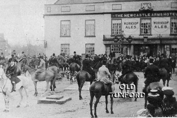 The hunt gathered in front of the Newcastle Arms Hotel in the Market Place